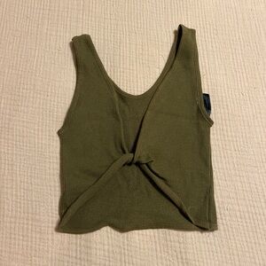 Urban Outfitters Green Tie Front Crop Tank Top